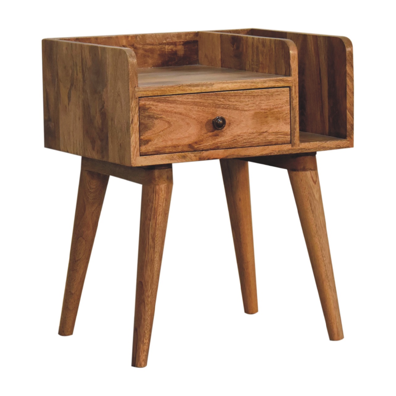 Mango Wood Oak Finished 1 Drawer 1 Slot Collective Bedside - Image 2