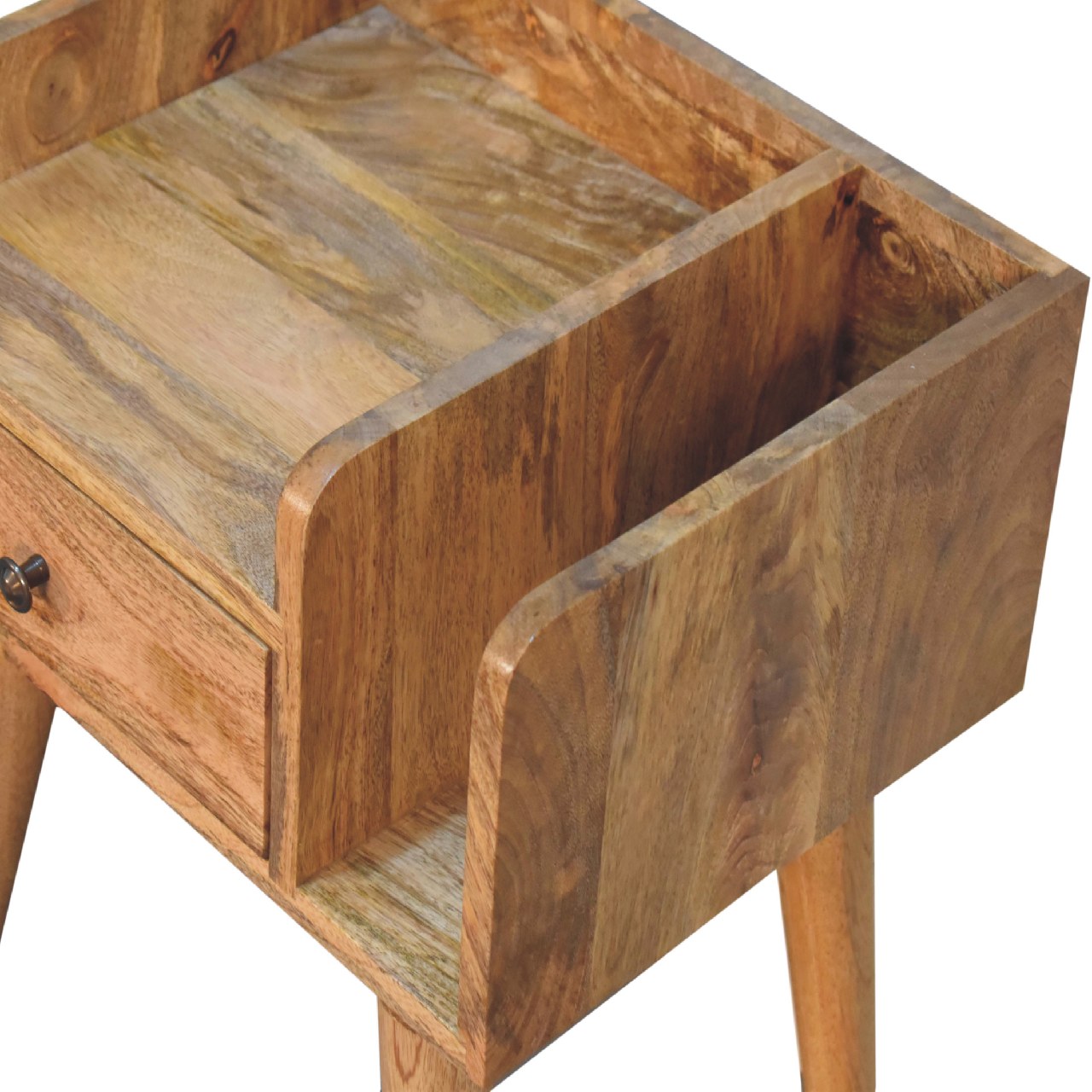 Mango Wood Oak Finished 1 Drawer 1 Slot Collective Bedside - Image 5