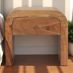 Solid Mango Wood Oak Finished 1 Drawer Darcy Bedside