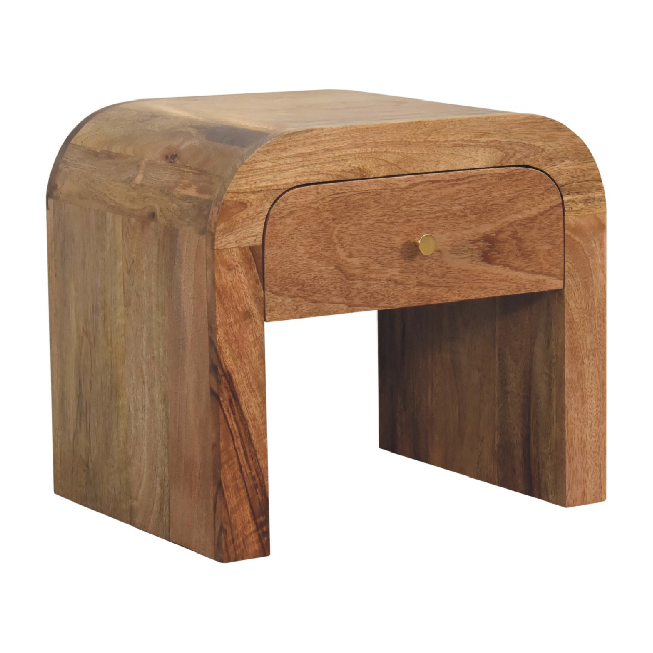 Solid Mango Wood Oak Finished 1 Drawer Darcy Bedside - Image 3