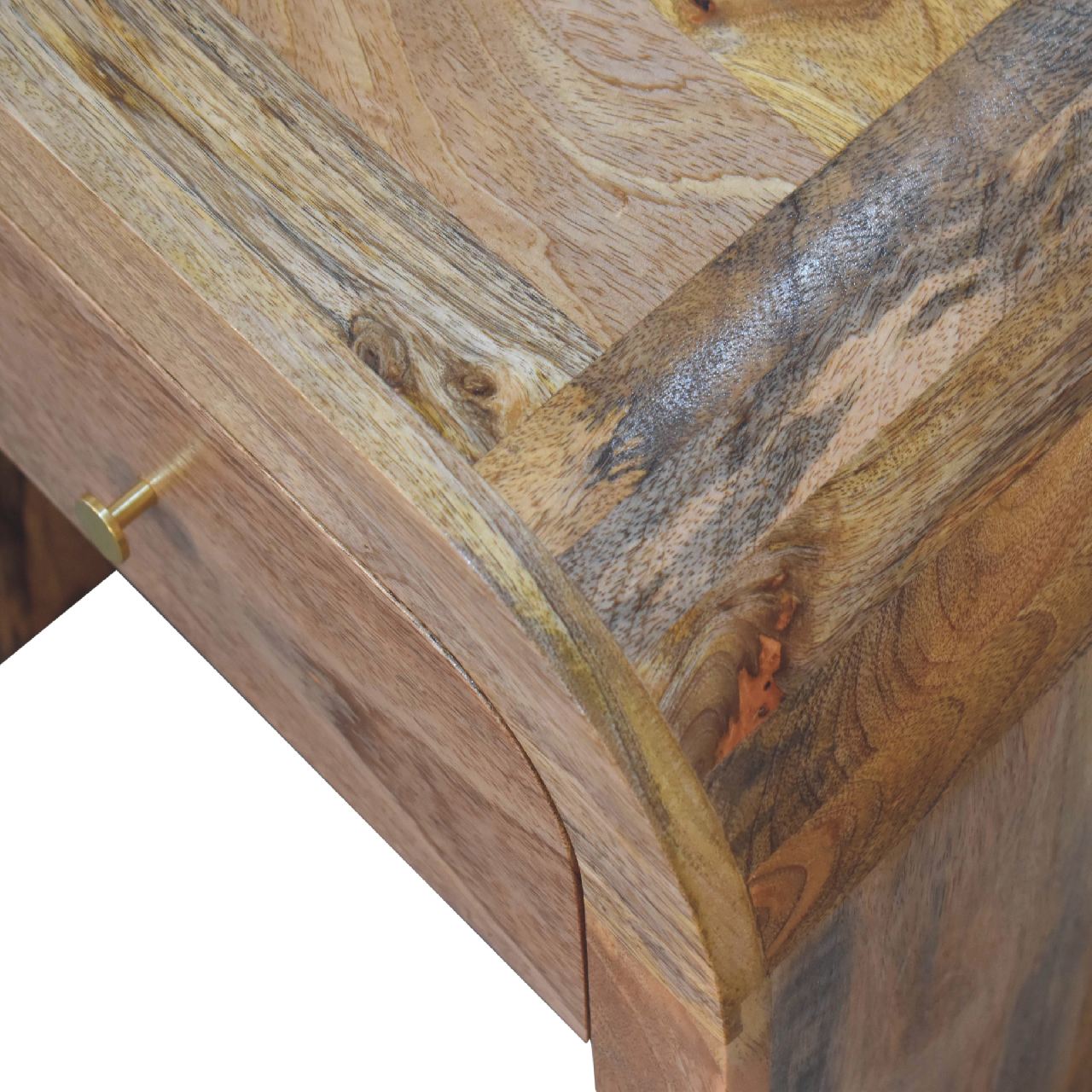 Solid Mango Wood Oak Finished 1 Drawer Darcy Bedside - Image 5