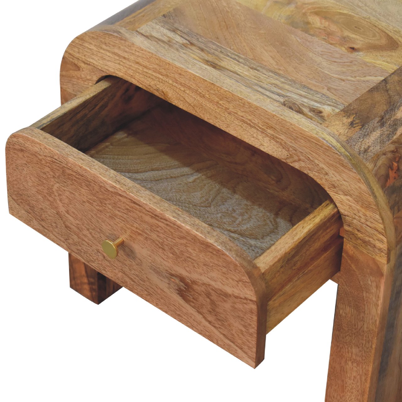 Solid Mango Wood Oak Finished 1 Drawer Darcy Bedside - Image 6