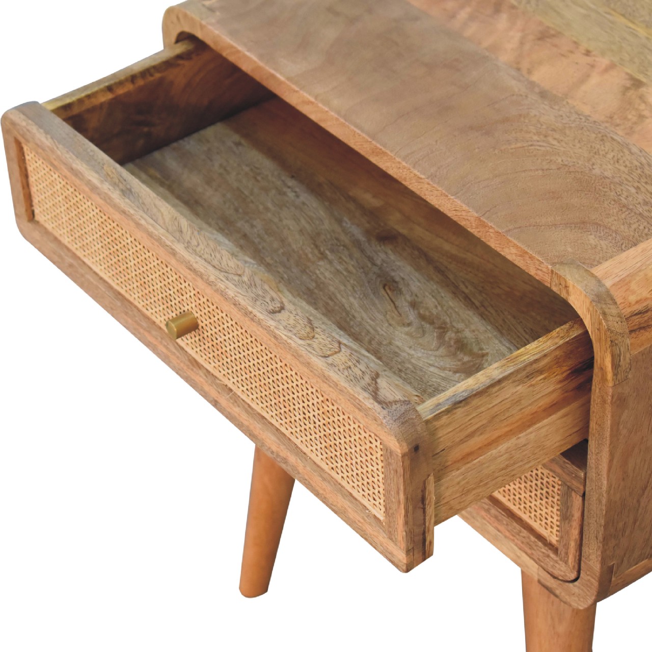 Solid Mango Wood Oak & Rattan Finished 2 Doors Larrisa Bedside - Image 6