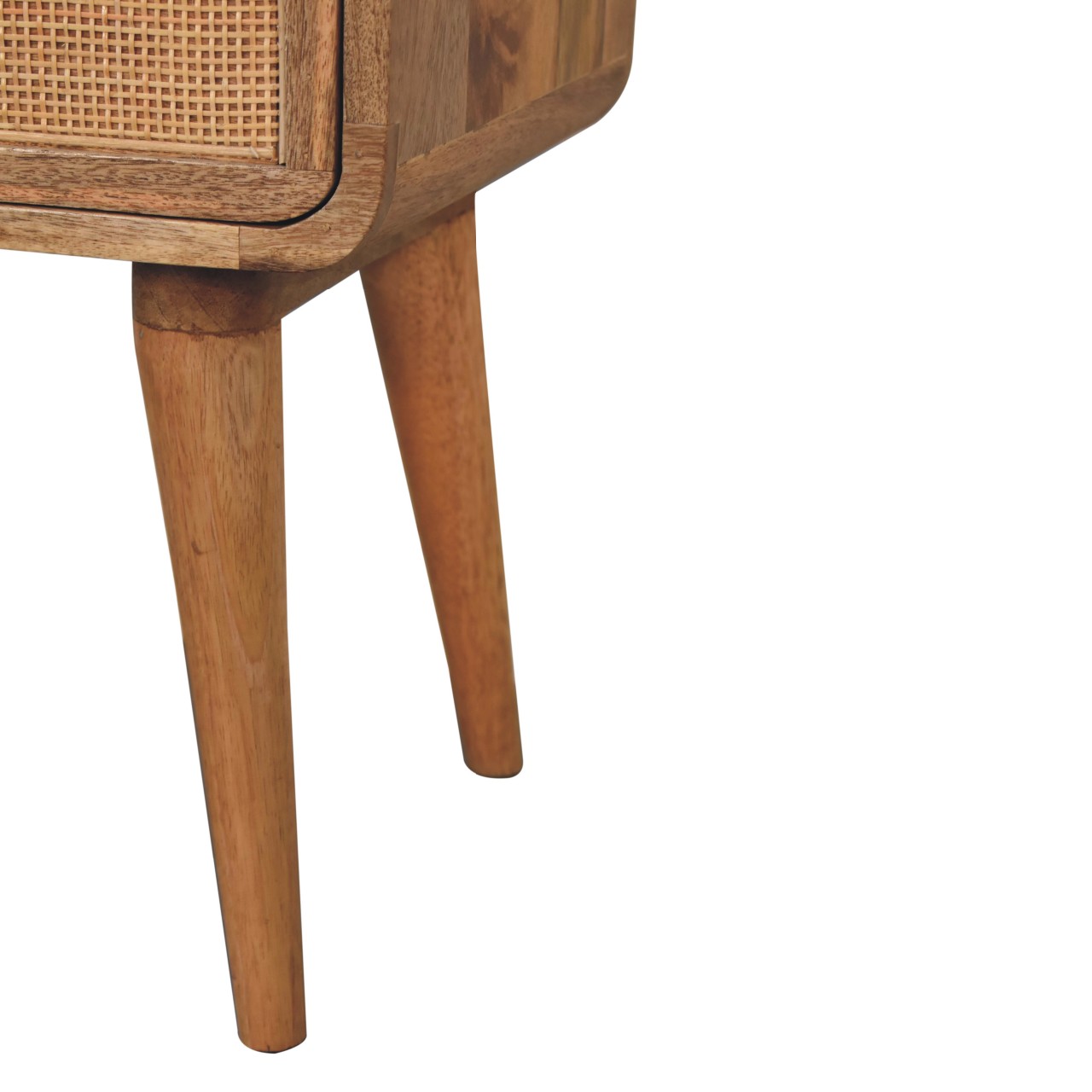 Solid Mango Wood Oak & Rattan Finished 2 Doors Larrisa Bedside - Image 7