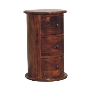 Solid Sheesham Wood Chestnut Finished 3 Drawer Drum
