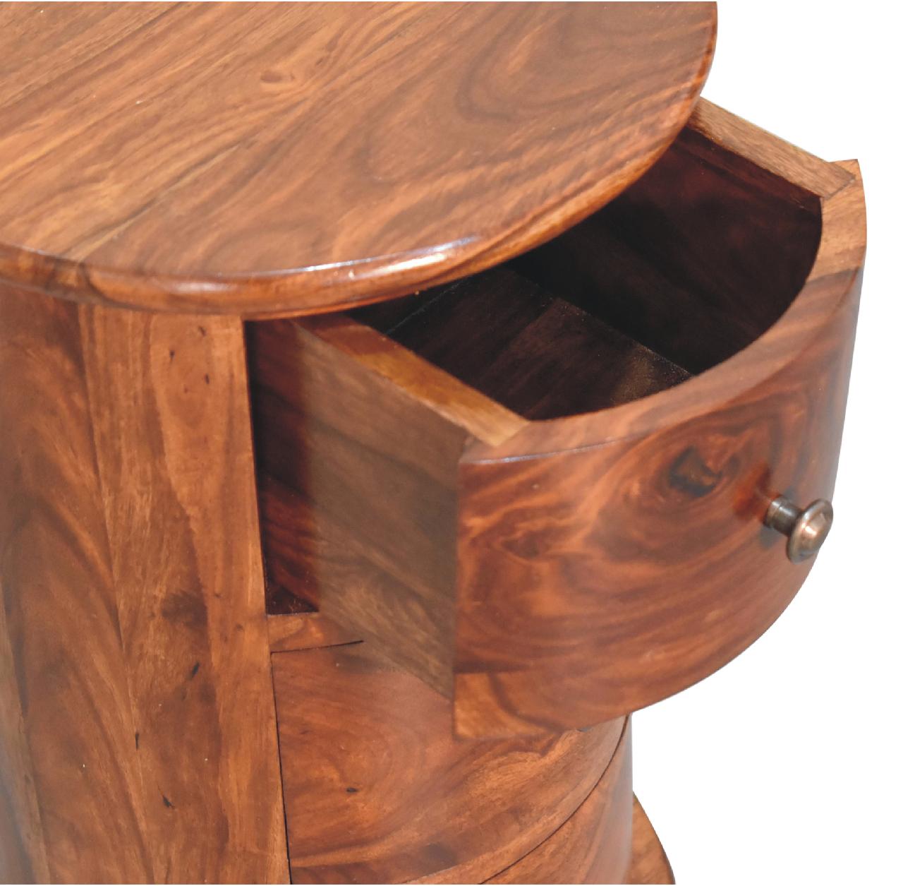 Solid Sheesham Wood Chestnut Finished 3 Drawer Drum - Image 6
