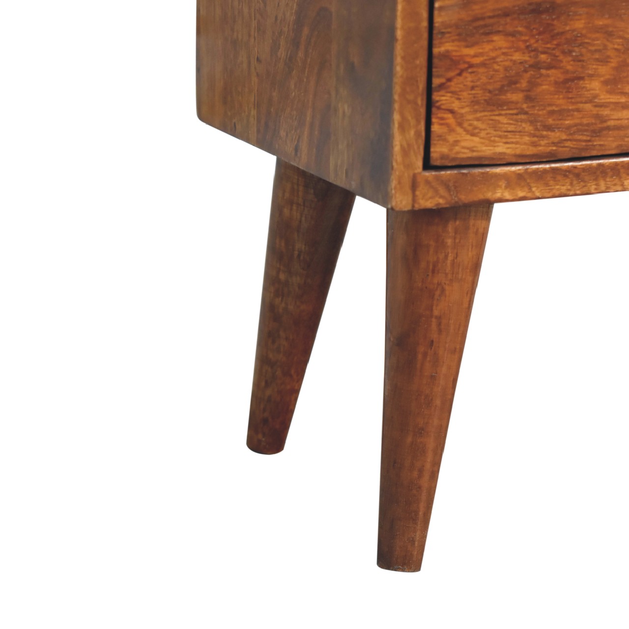 Solid Mango Wood Chestnut Finished 2 Drawer Mini Modern Bedside - Image 7