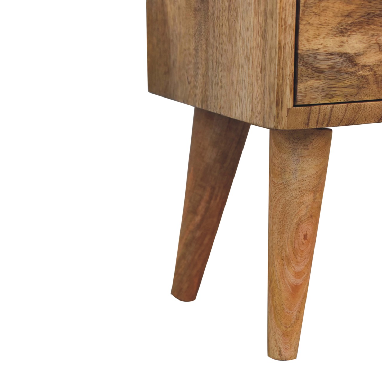 Solid Mango Wood Oak Finished 2 Drawer Mini Modern Bedside - Image 7