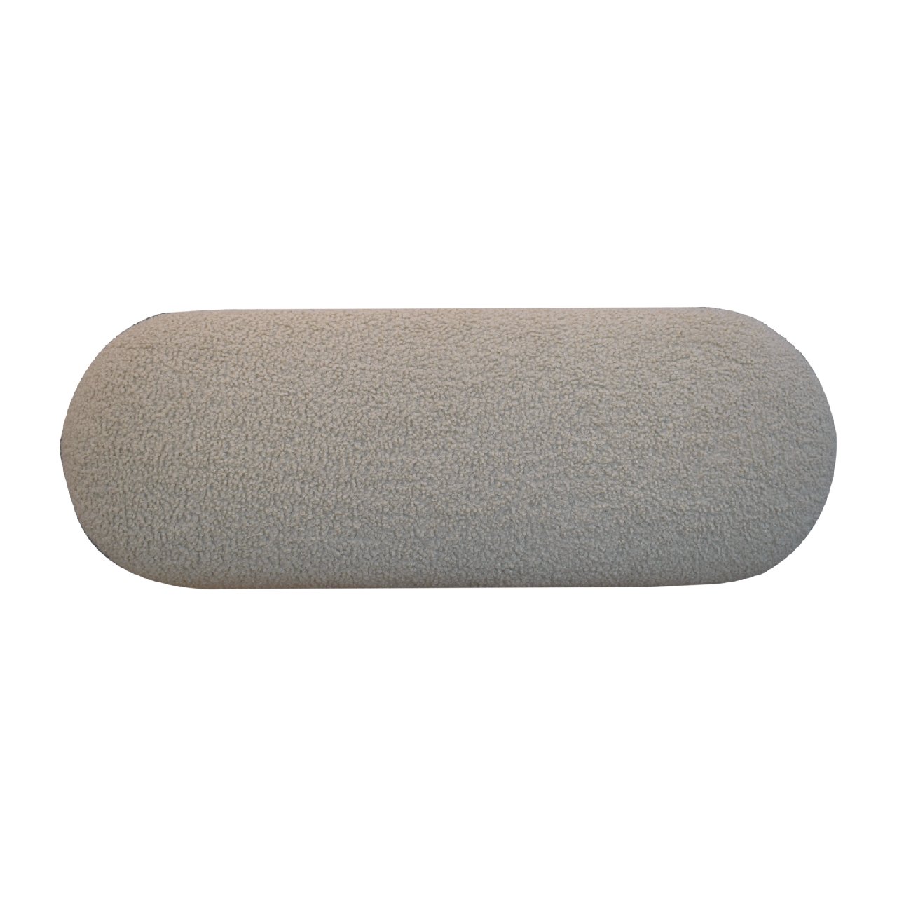 Solid Mango Wood Oak Finished Boucle Upholstered Bench - Image 7