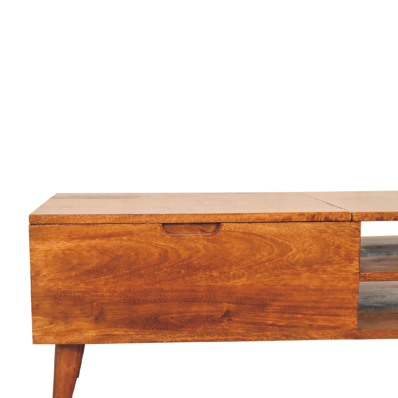 Solid Mango Wood Chestnut Finished 1 Cabinet 2 Slots Media Unit - Image 4