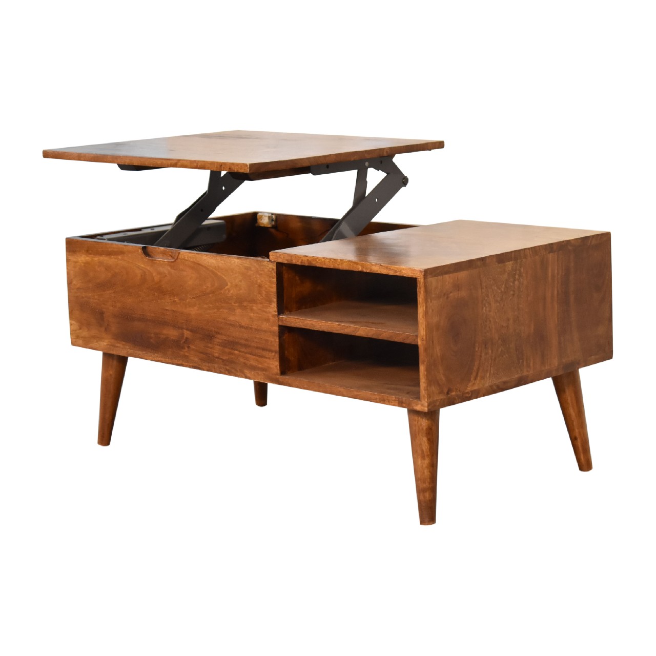 Solid Mango Wood Chestnut Finished 1 Cabinet 2 Slots Media Unit - Image 7