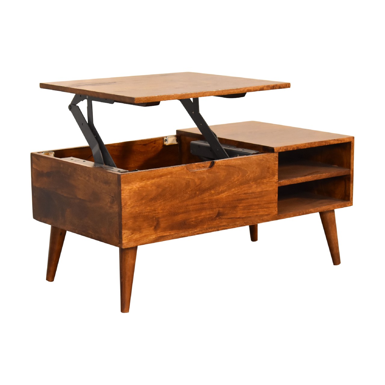 Solid Mango Wood Chestnut Finished 1 Cabinet 2 Slots Media Unit - Image 8