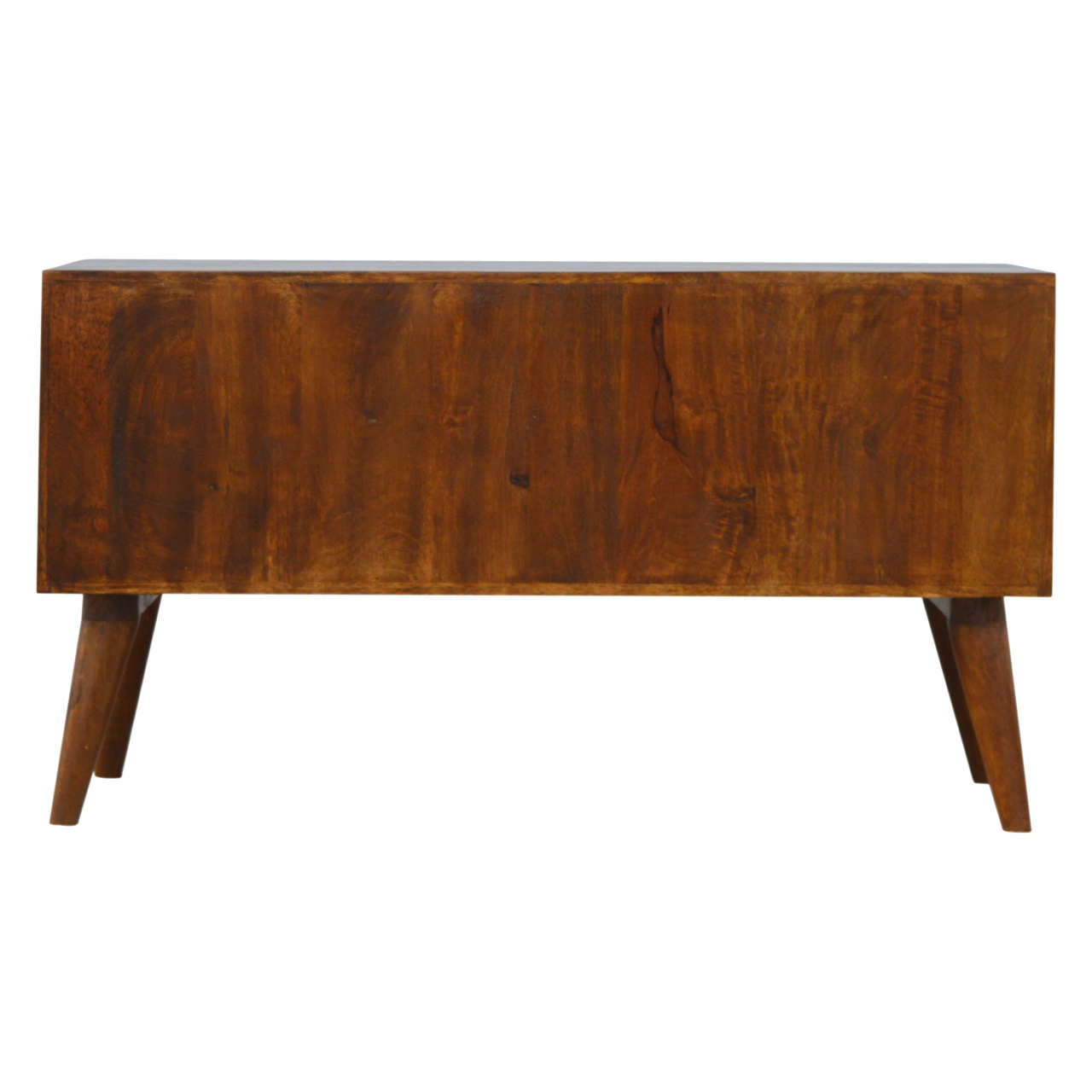 Solid Mango Wood Chestnut Finished 2 Door Gold Art Pattern Sideboard - Image 9
