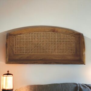 Solid Mango Wood Oak & Rattan Finished Larissa Open Wall Mounted Shelf