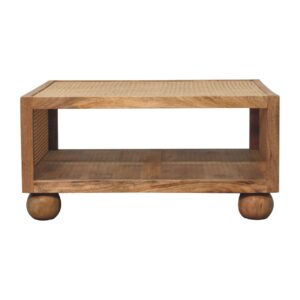 Solid Mango Wood Oak & Rattan Finished Larissa Large Coffee Table