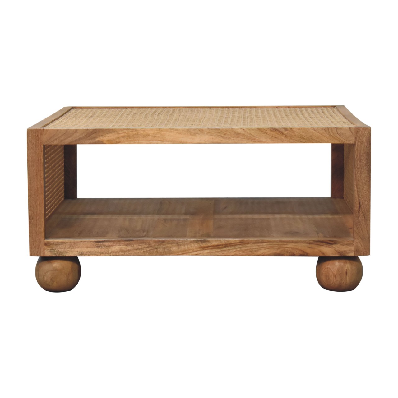 Solid Mango Wood Oak & Rattan Finished Larissa Large Coffee Table