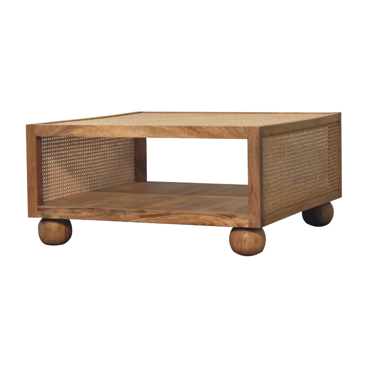 Solid Mango Wood Oak & Rattan Finished Larissa Large Coffee Table - Image 2