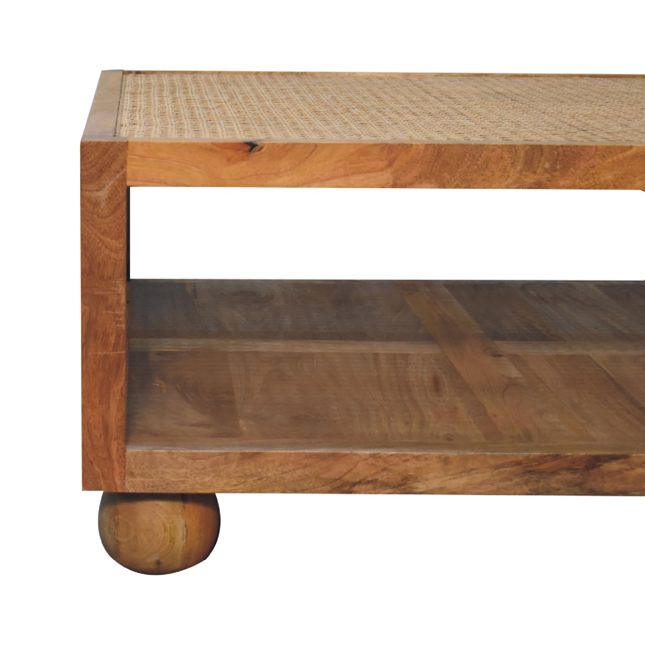 Solid Mango Wood Oak & Rattan Finished Larissa Large Coffee Table - Image 4