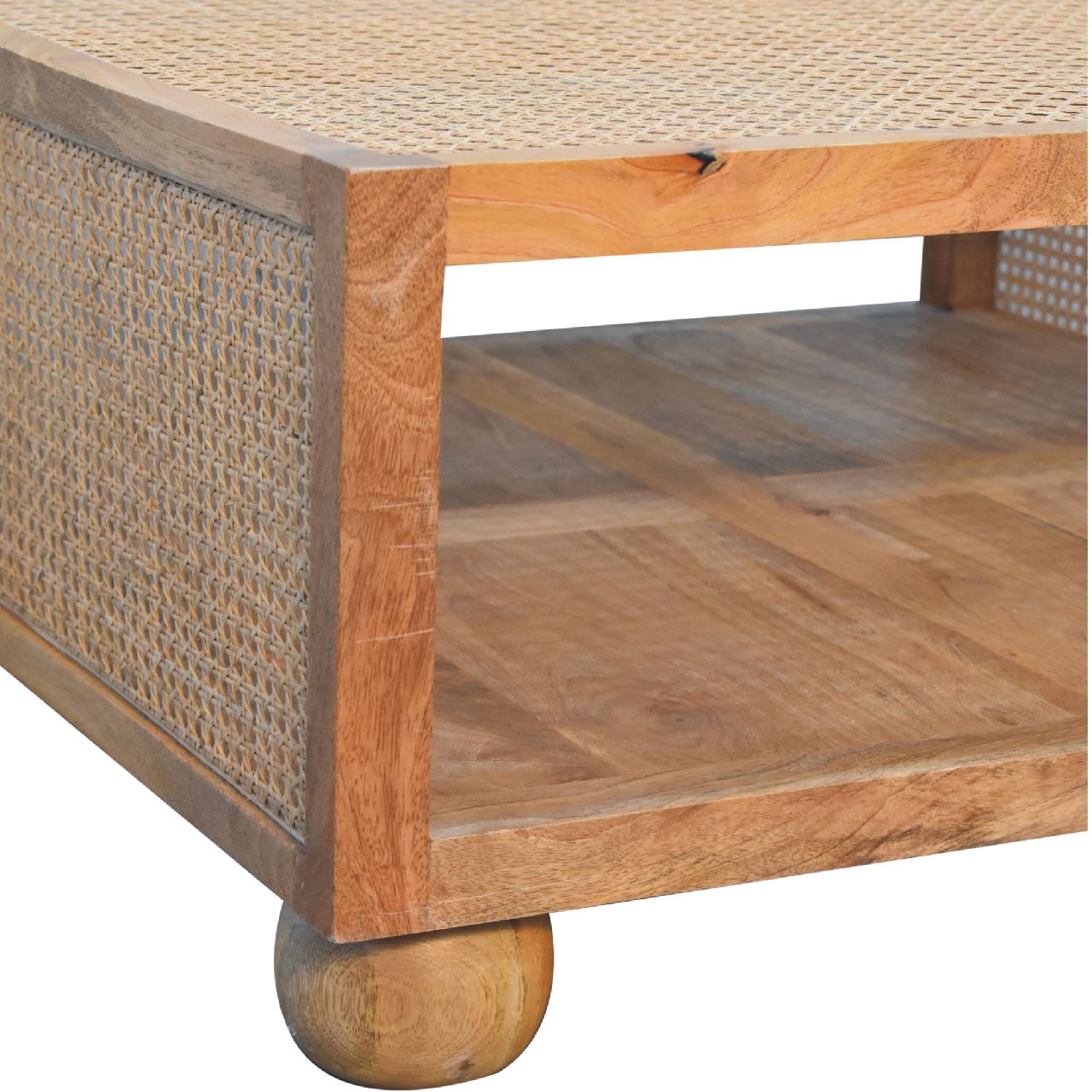 Solid Mango Wood Oak & Rattan Finished Larissa Large Coffee Table - Image 6