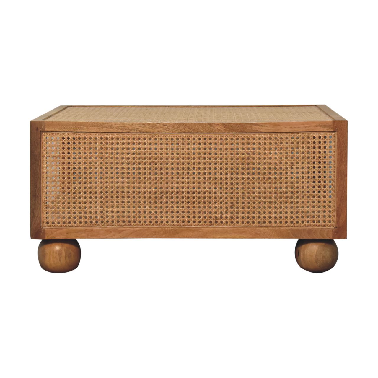 Solid Mango Wood Oak & Rattan Finished Larissa Large Coffee Table - Image 9