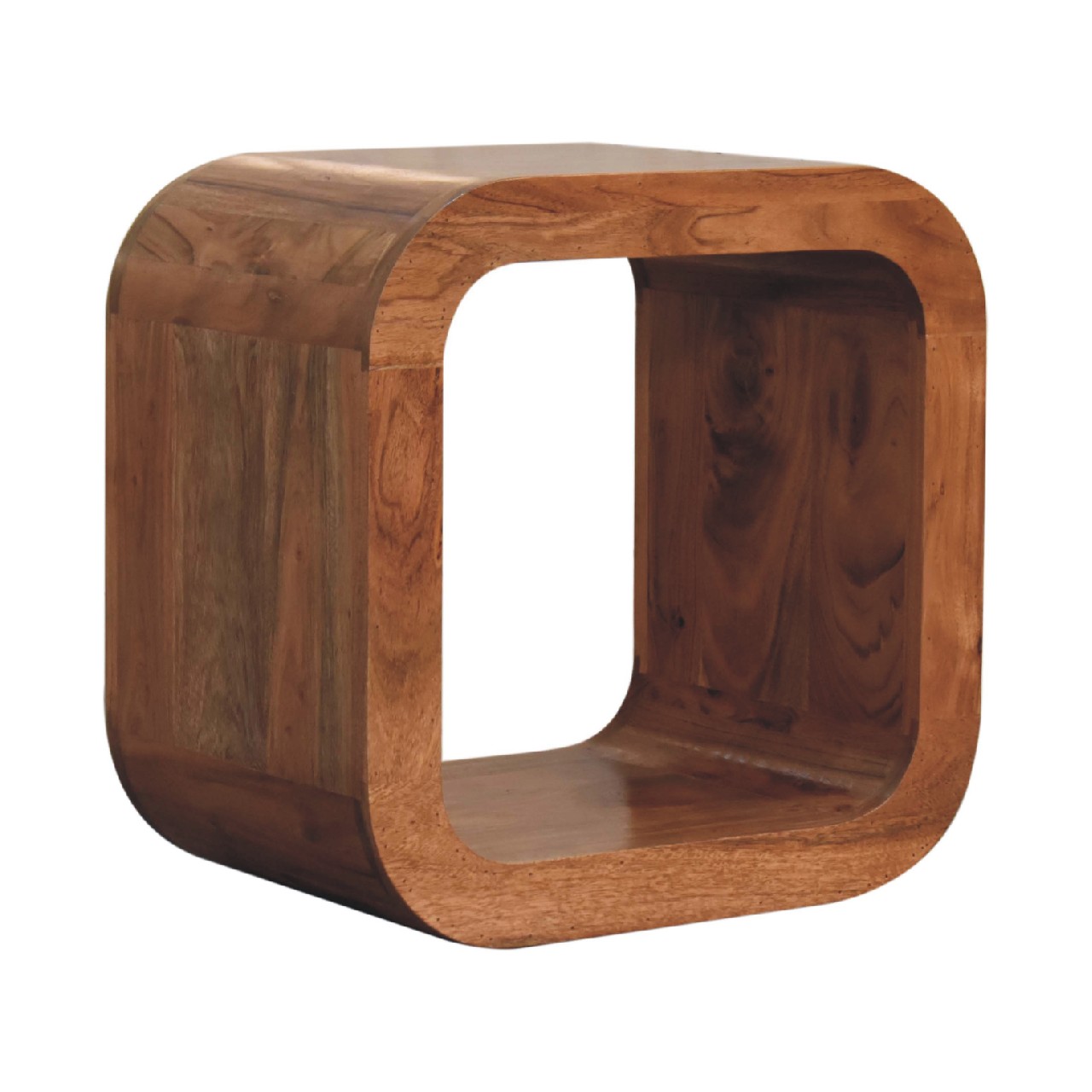 Solid Mango Wood Solid Acacia Wood Caramel Finished Round Bedside - Image 2