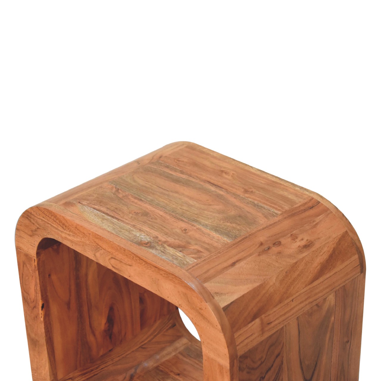 Solid Mango Wood Solid Acacia Wood Caramel Finished Round Bedside - Image 5