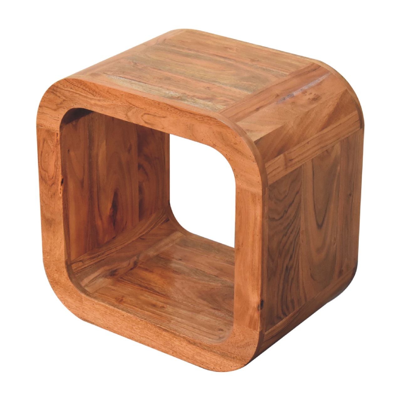 Solid Mango Wood Solid Acacia Wood Caramel Finished Round Bedside - Image 8