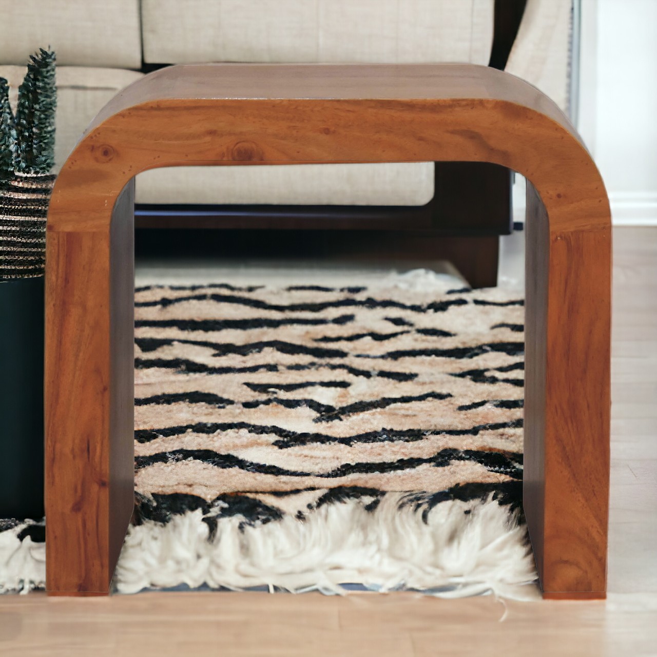 Solid Mango Wood Honey Caramel Finished Acacia Darcy End Table