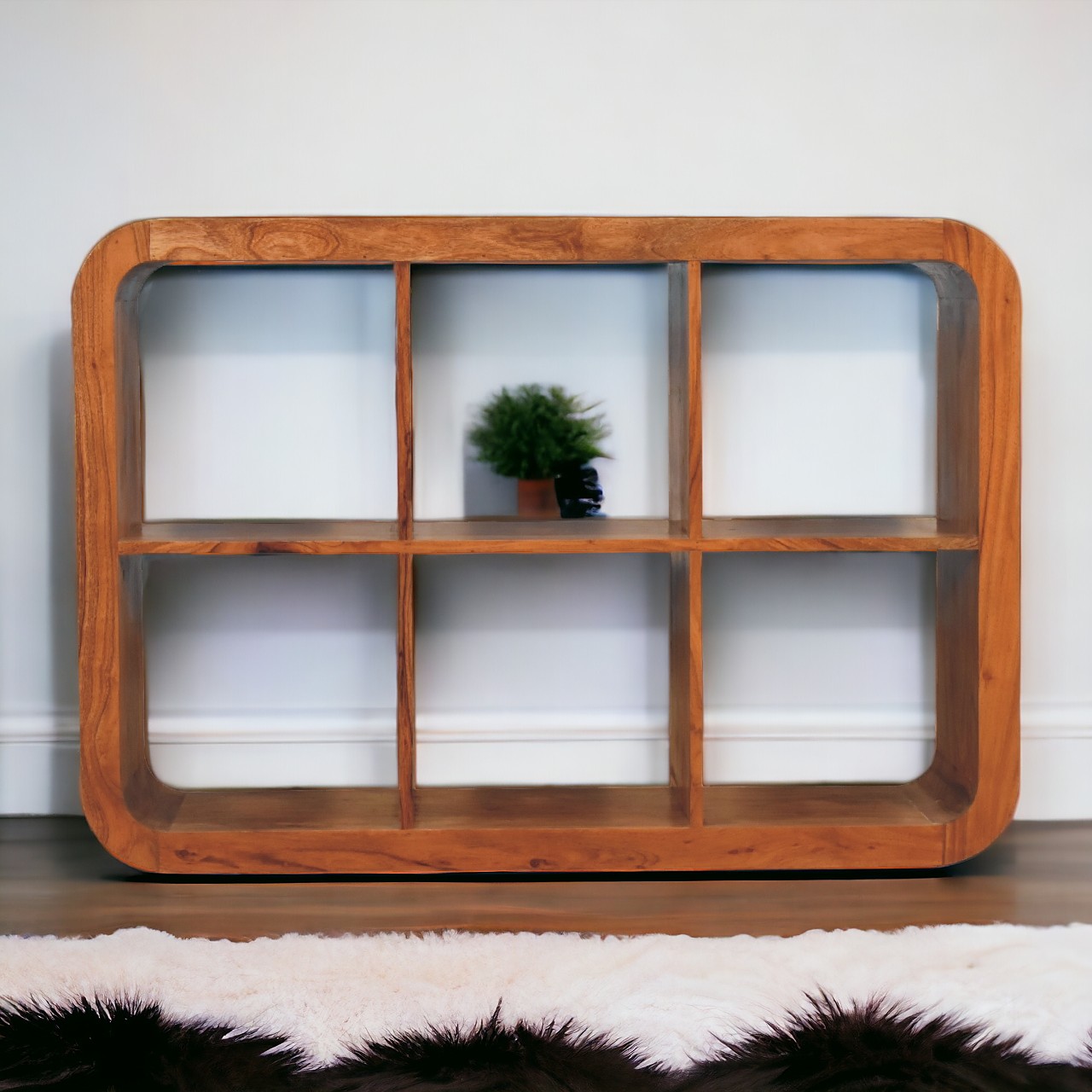 Solid Mango Wood Honey Caramel Finished Darcy Display Unit