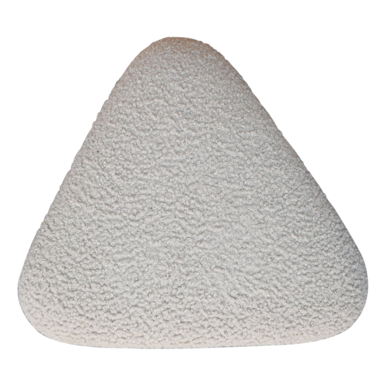 Solid Mango Wood Oak Finished Cream Boucle Upholstered Triangle Footstool - Image 7