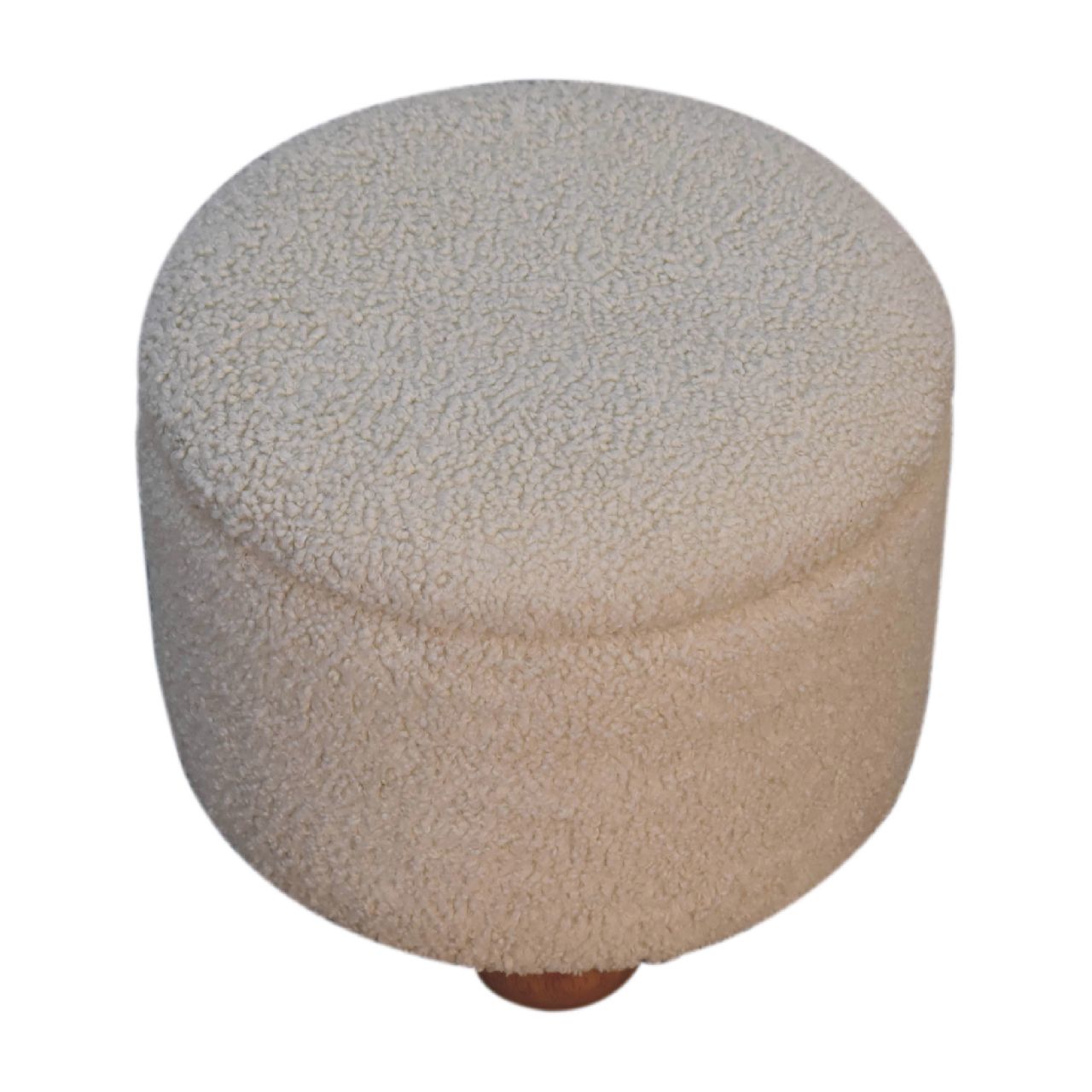 Solid Mango Wood Cream Boucle Upholstered Storage Footstool - Image 3