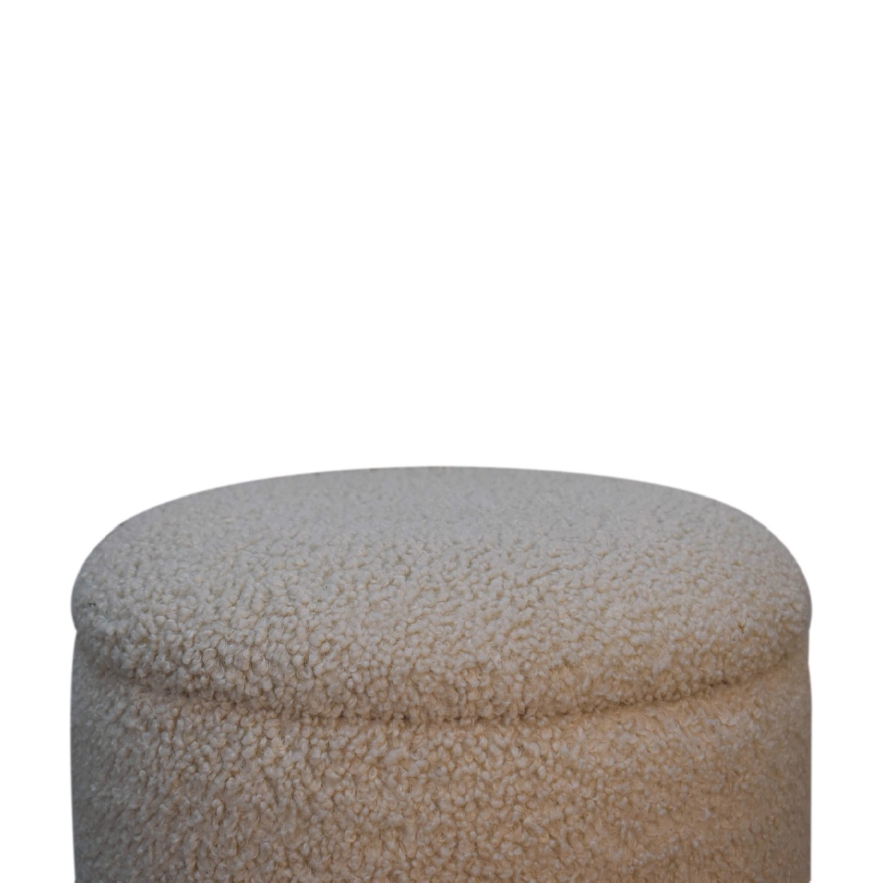Solid Mango Wood Cream Boucle Upholstered Storage Footstool - Image 6
