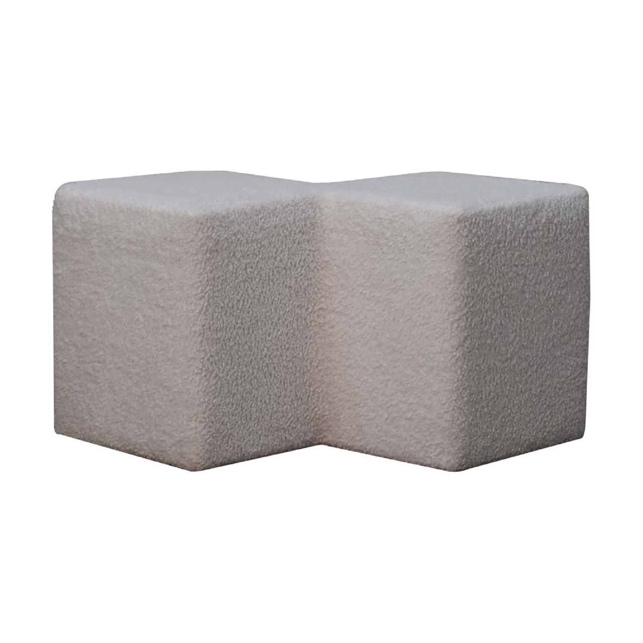 Solid Mango Wood White Boucle Twin Footstool - Image 4