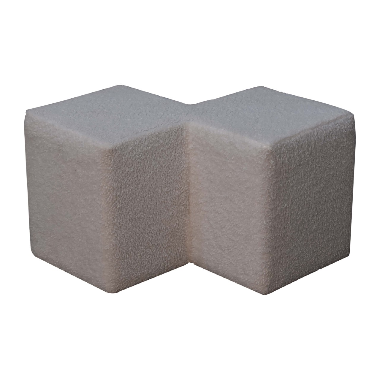 Solid Mango Wood White Boucle Twin Footstool - Image 5