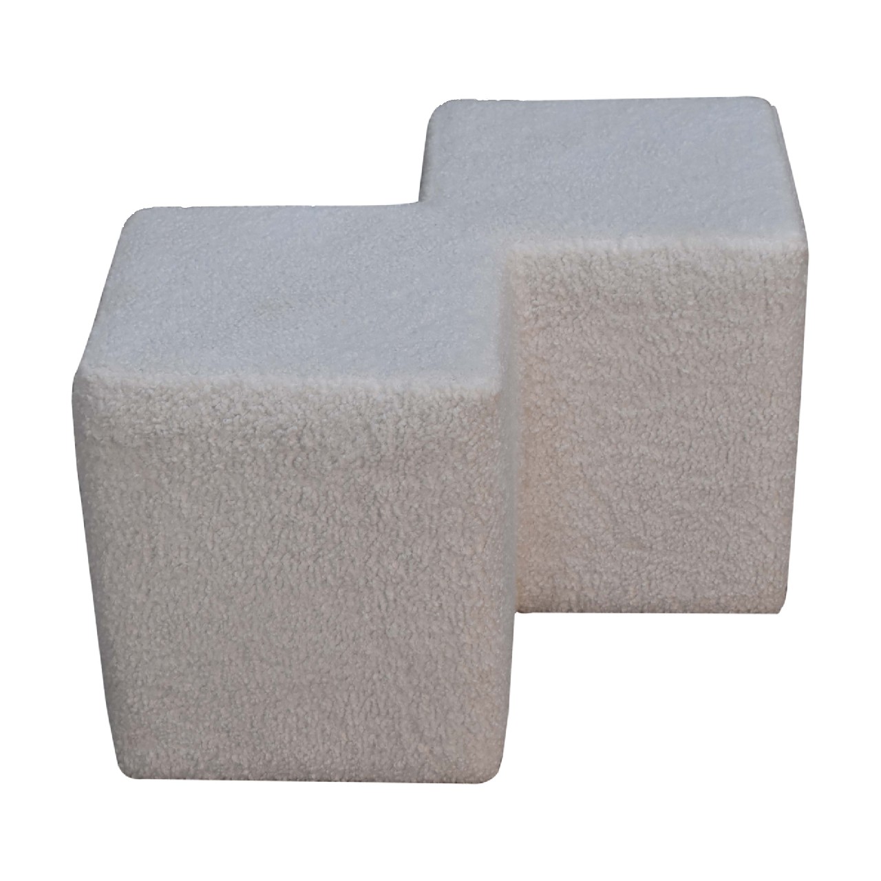 Solid Mango Wood White Boucle Twin Footstool - Image 8