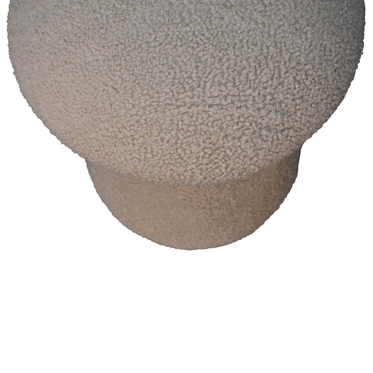 Solid Mango Wood Cream Boucle Mushroom Footstool - Image 3