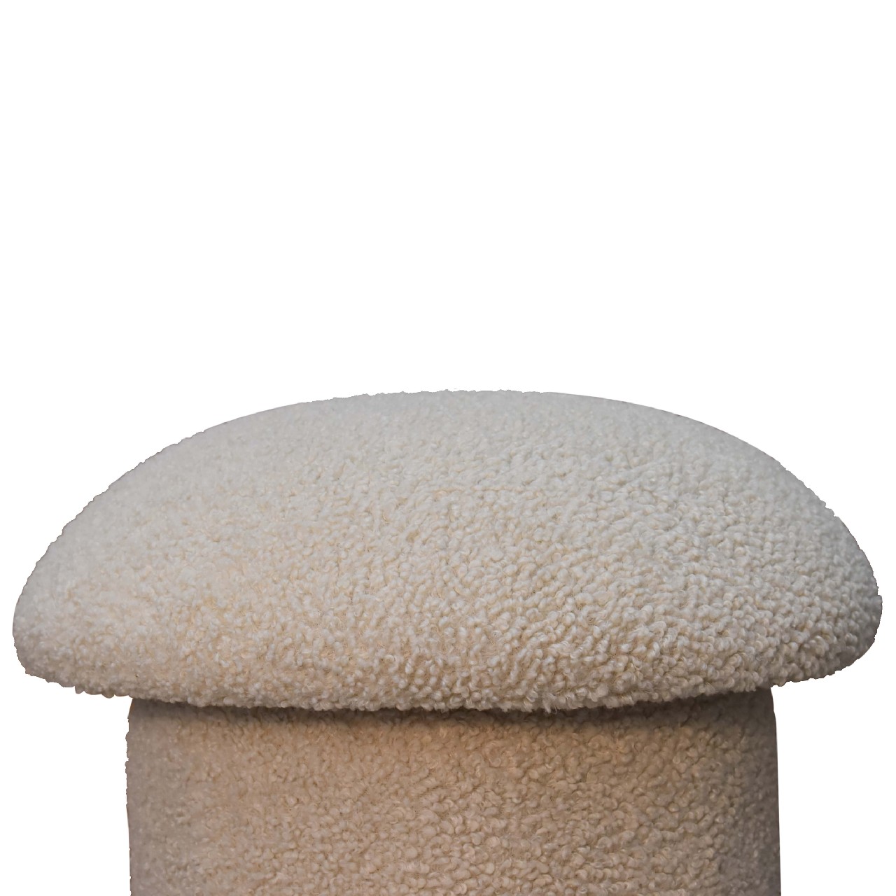 Solid Mango Wood Cream Boucle Mushroom Footstool - Image 4