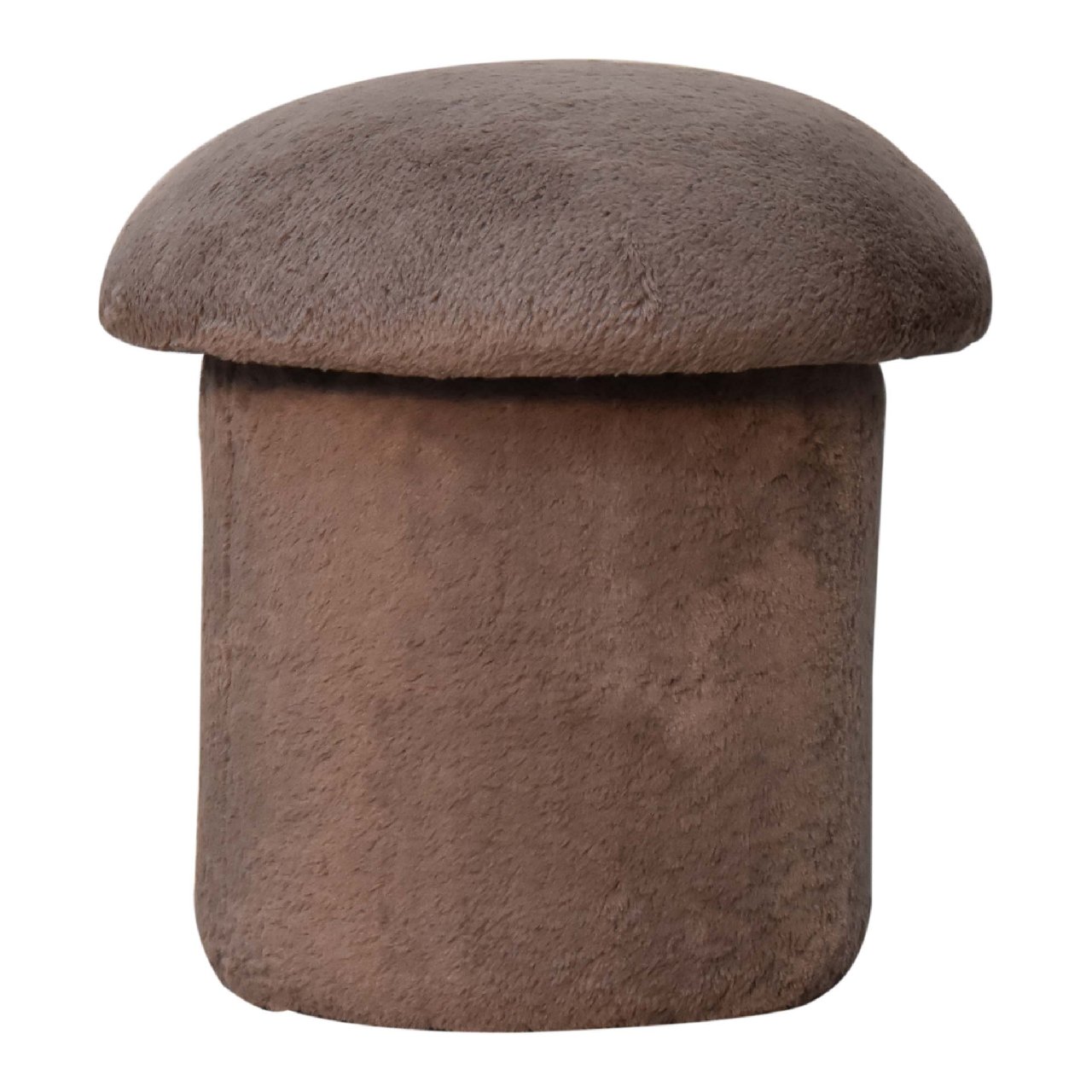 Solid Mango Wood Mocha Faux Fur Mushroom Footstool - Image 8