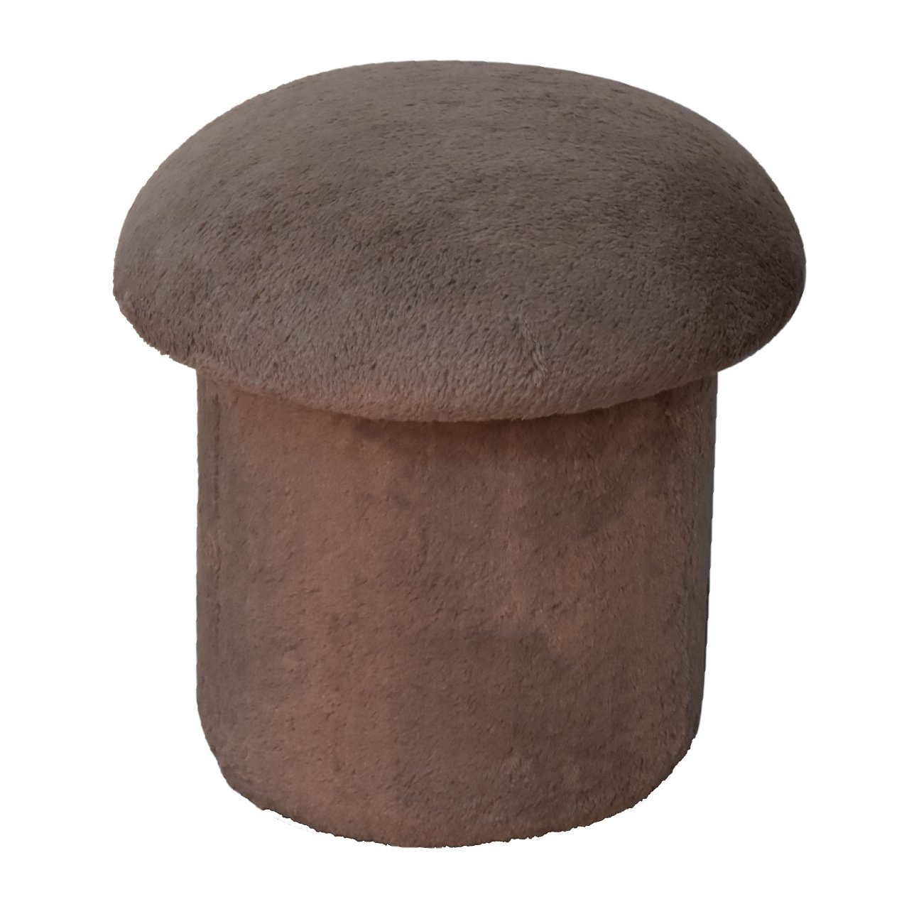 Solid Mango Wood Mocha Faux Fur Mushroom Footstool - Image 3
