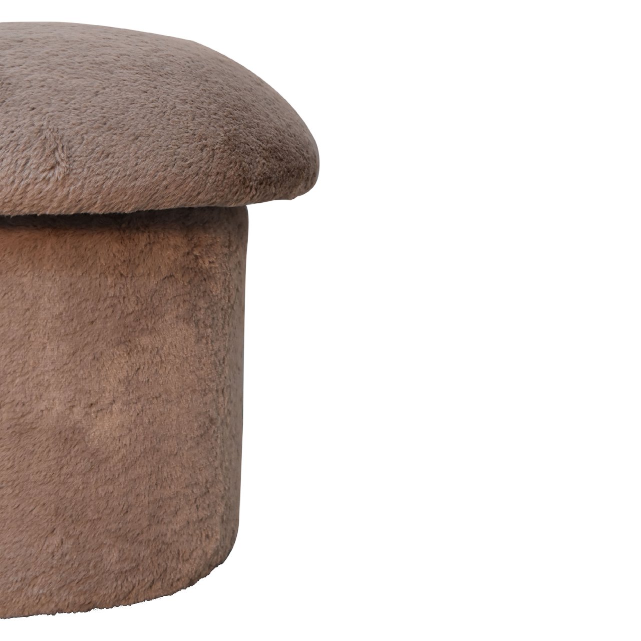 Solid Mango Wood Mocha Faux Fur Mushroom Footstool - Image 2