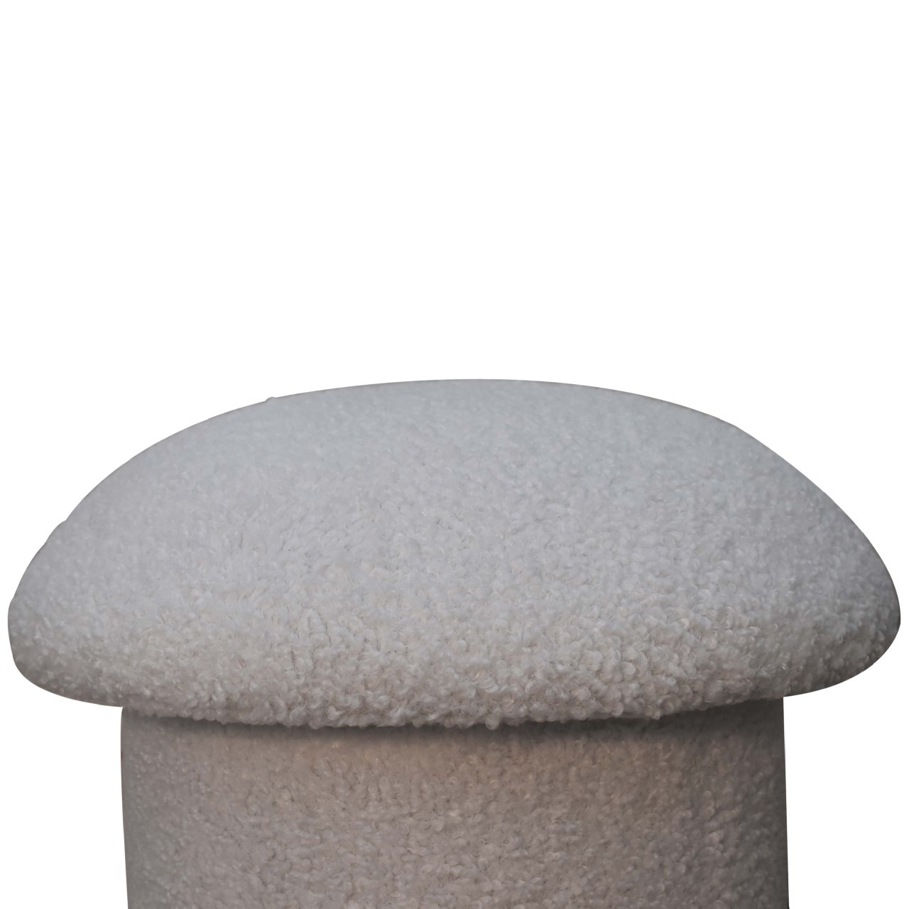 Solid Mango Wood White Boucle Mushroom Footstool - Image 3