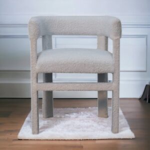 Solid Mango Wood White Boucle Occasional Chair