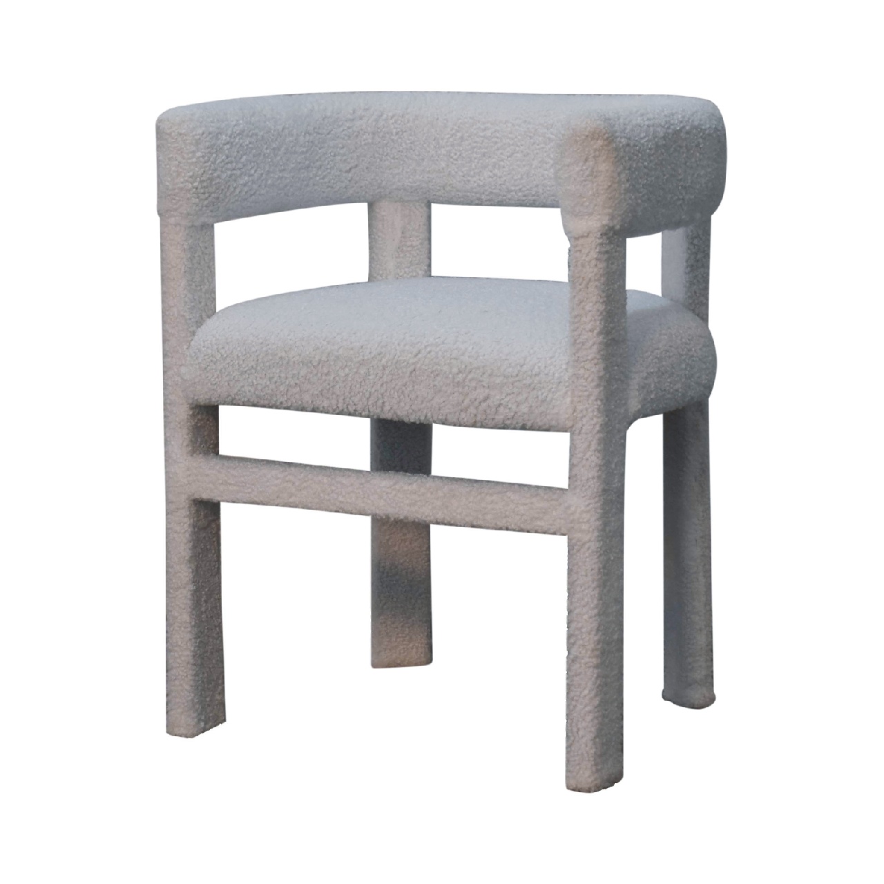 Solid Mango Wood White Boucle Occasional Chair - Image 2
