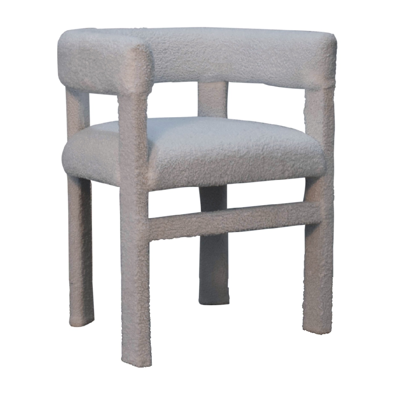 Solid Mango Wood White Boucle Occasional Chair - Image 3