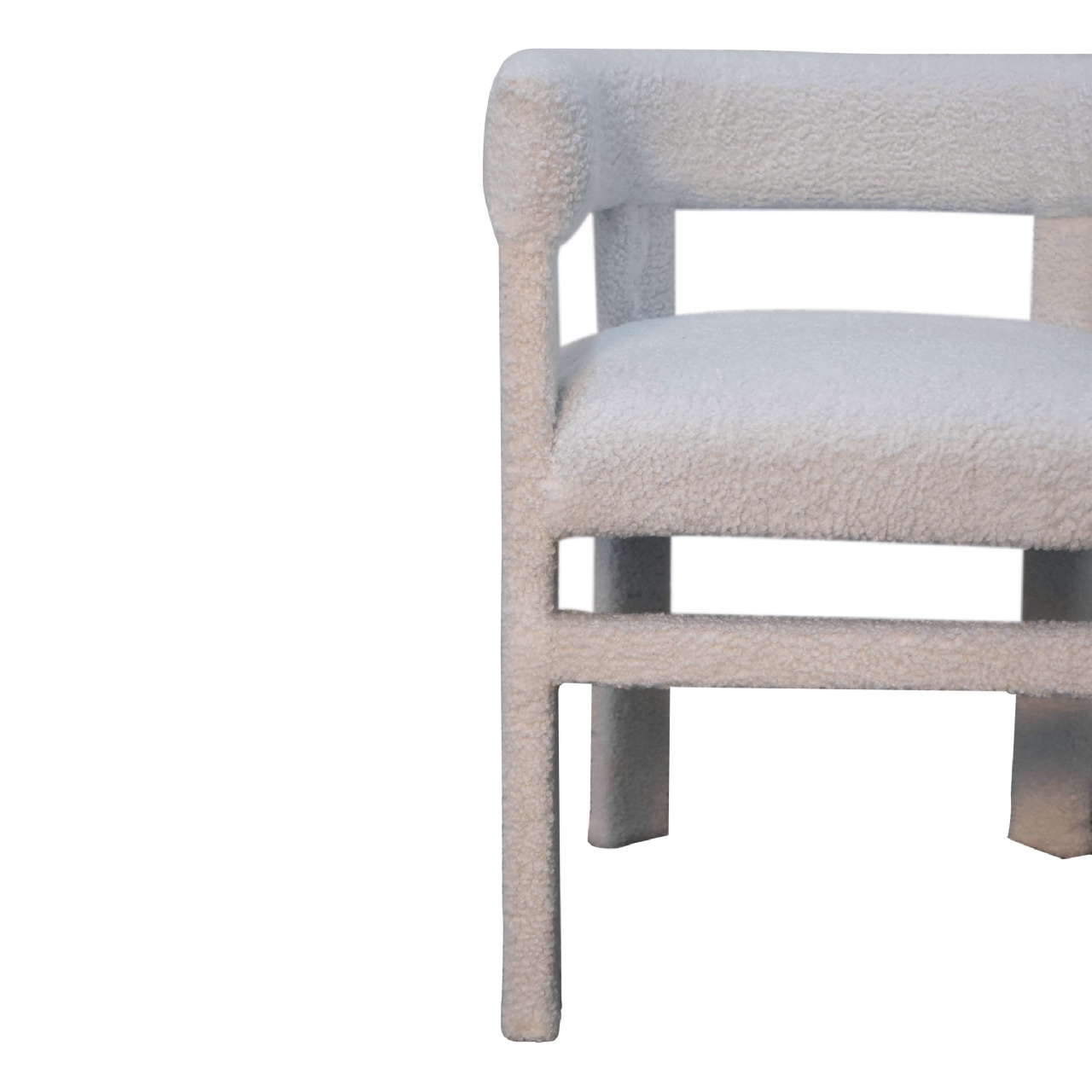 Solid Mango Wood White Boucle Occasional Chair - Image 4