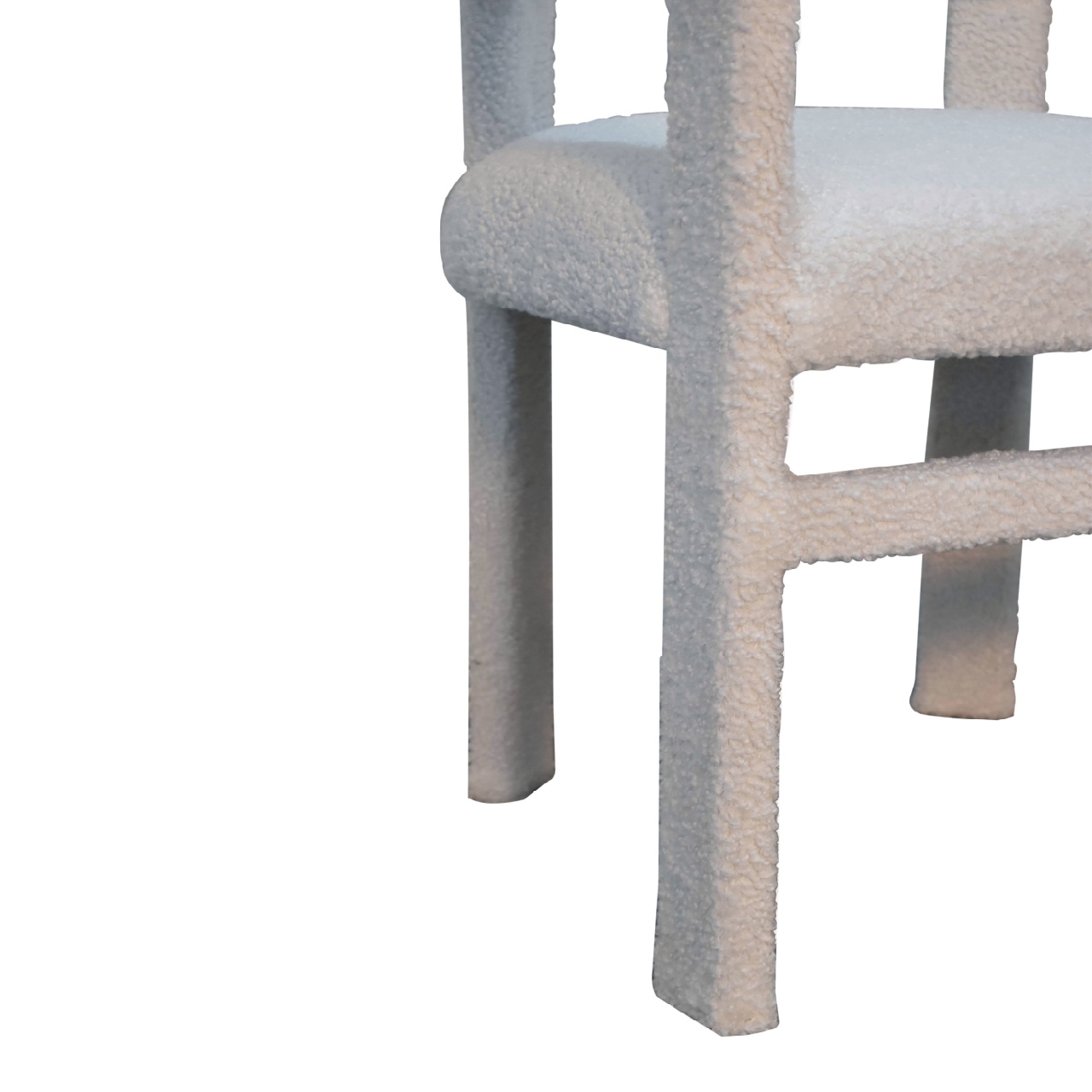 Solid Mango Wood White Boucle Occasional Chair - Image 7