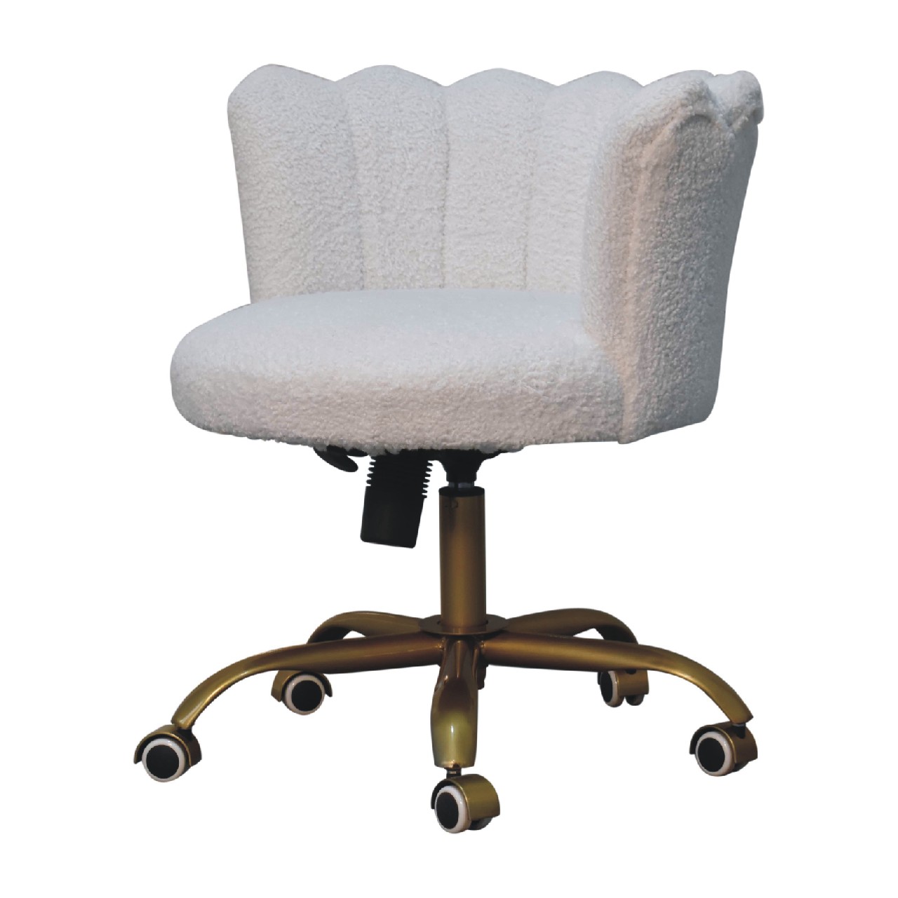 Solid Mango Wood White Boucle Swivel Chair - Image 2
