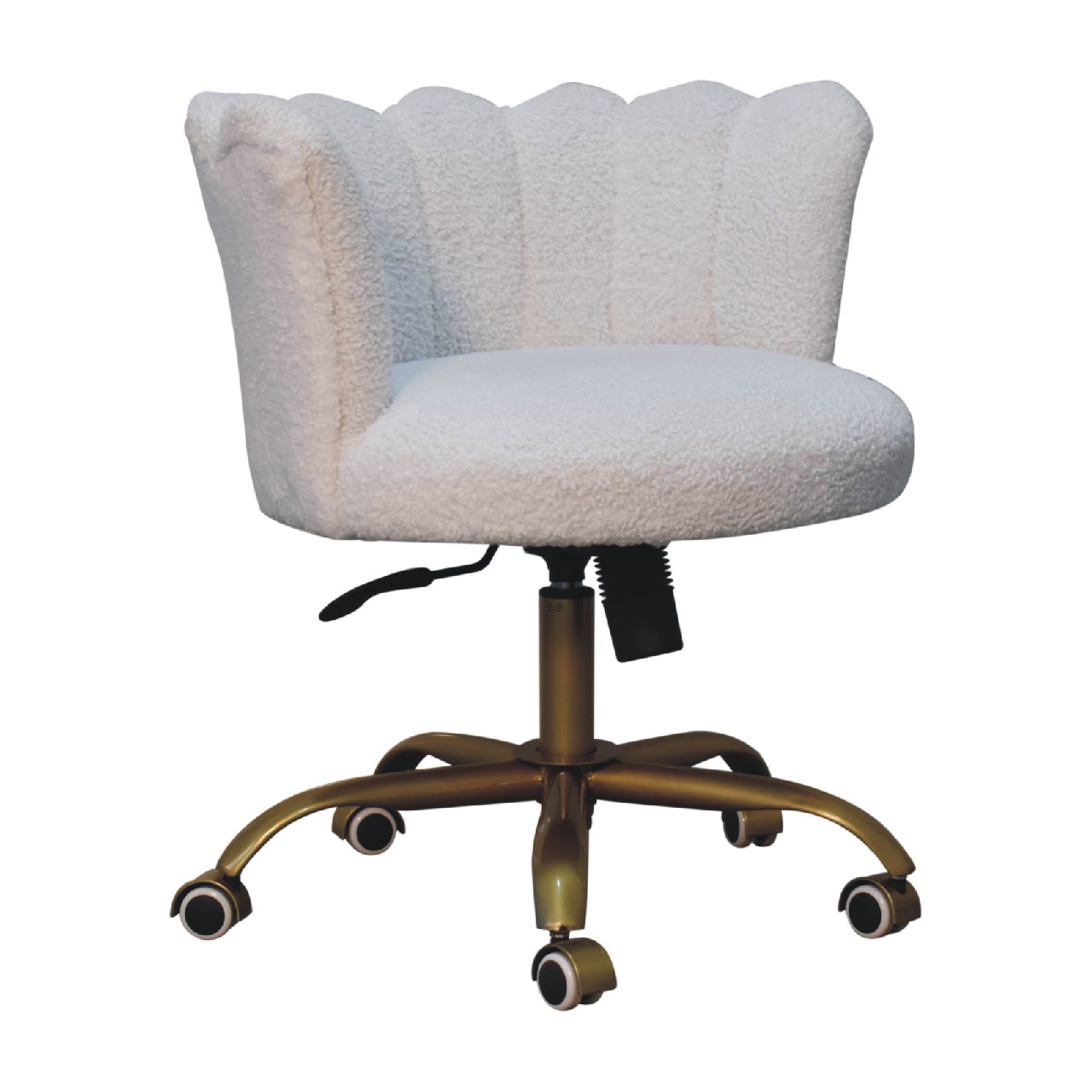 Solid Mango Wood White Boucle Swivel Chair - Image 3