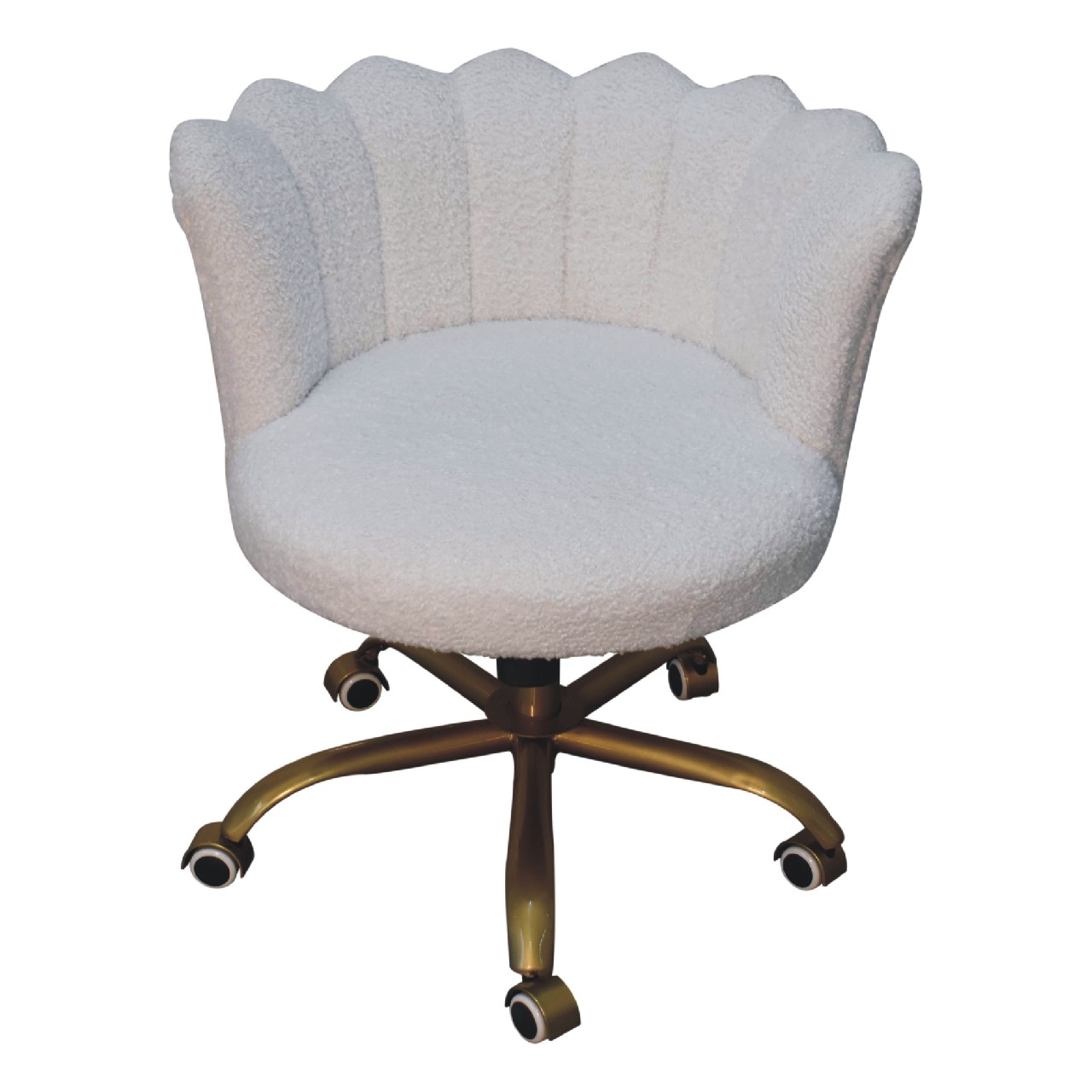 Solid Mango Wood White Boucle Swivel Chair - Image 4