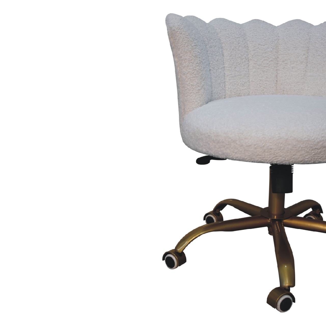 Solid Mango Wood White Boucle Swivel Chair - Image 6